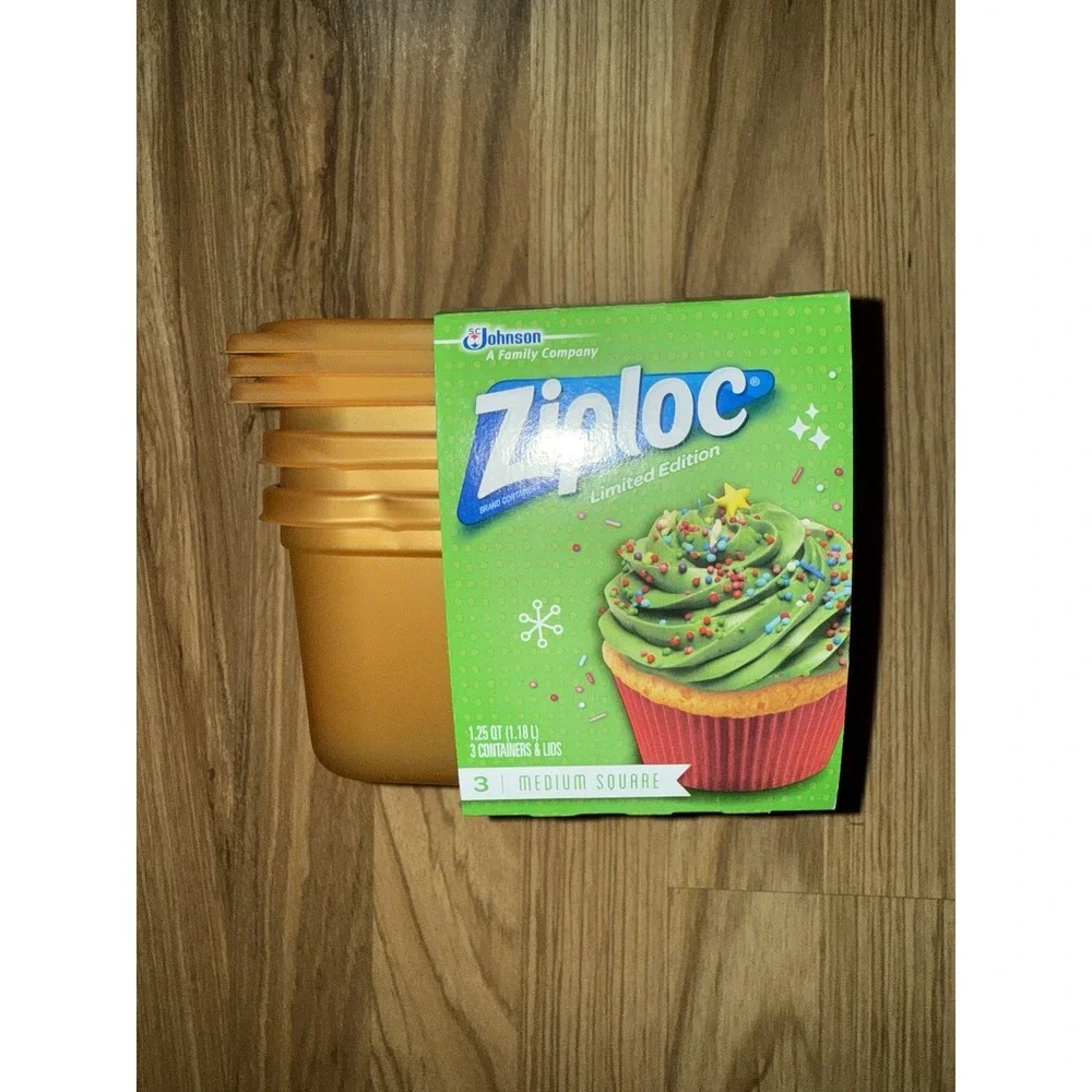 Ziploc NEW Limited Edition‎ Holiday Medium Square Container Gold 3 Count